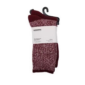 Sonoma Supercozy Crew Socks 2 Pair Burgundy Marled Womens 5-10
